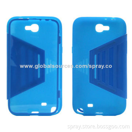TPU case for Samsung galaxy note2, folio style with full clear front window and stand function